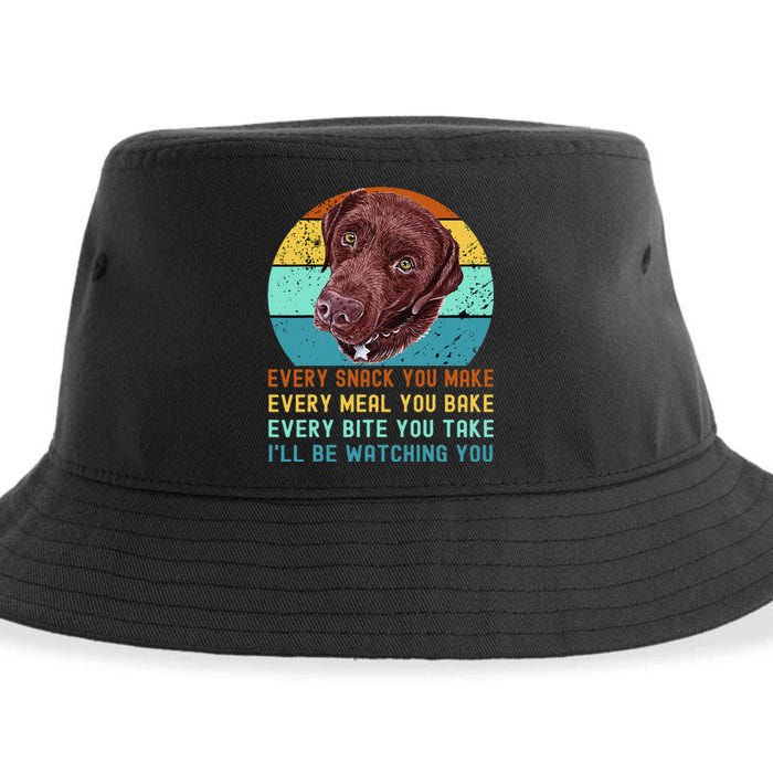 Chocolate Lab Labrador Retriever Dog Every Snack you Make Sustainable Bucket Hat