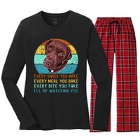 Chocolate Lab Labrador Retriever Dog Every Snack you Make Women's Long Sleeve Flannel Pajama Set 