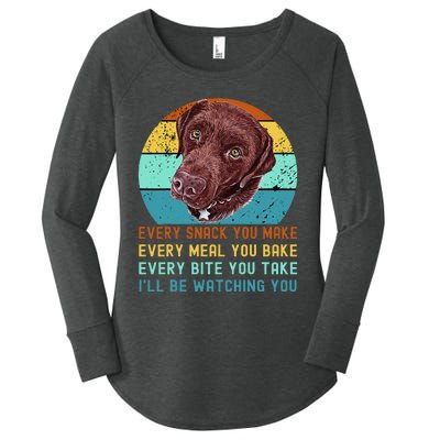 Chocolate Lab Labrador Retriever Dog Every Snack you Make Women's Perfect Tri Tunic Long Sleeve Shirt