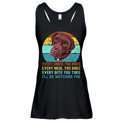 Chocolate Lab Labrador Retriever Dog Every Snack you Make Ladies Essential Flowy Tank