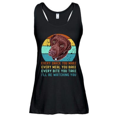 Chocolate Lab Labrador Retriever Dog Every Snack you Make Ladies Essential Flowy Tank