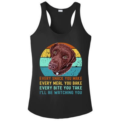 Chocolate Lab Labrador Retriever Dog Every Snack you Make Ladies PosiCharge Competitor Racerback Tank