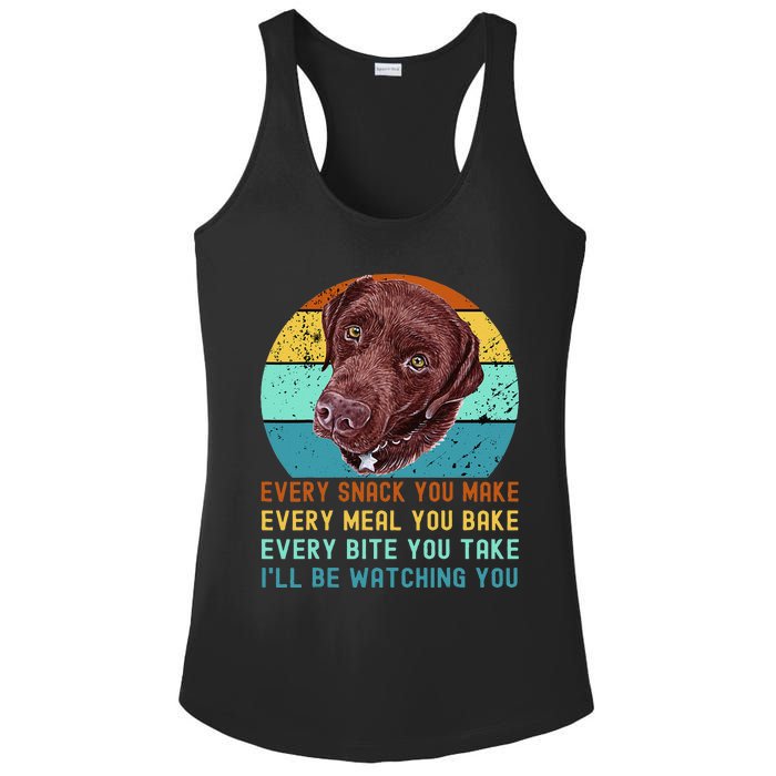 Chocolate Lab Labrador Retriever Dog Every Snack you Make Ladies PosiCharge Competitor Racerback Tank