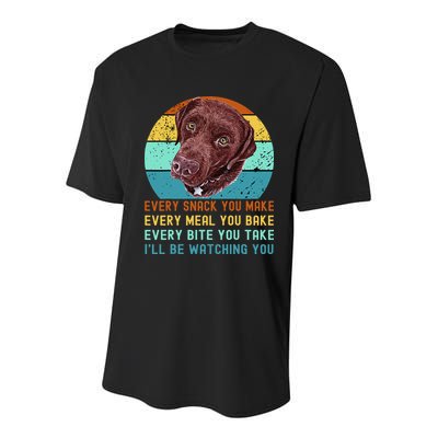 Chocolate Lab Labrador Retriever Dog Every Snack you Make Youth Performance Sprint T-Shirt