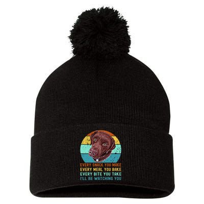 Chocolate Lab Labrador Retriever Dog Every Snack you Make Pom Pom 12in Knit Beanie