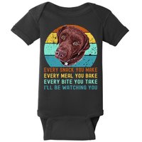 Chocolate Lab Labrador Retriever Dog Every Snack you Make Baby Bodysuit