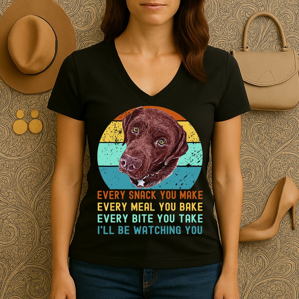Chocolate Lab Labrador Retriever Dog Every Snack you Make Women's V-Neck T-Shirt
