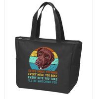 Chocolate Lab Labrador Retriever Dog Every Snack you Make Zip Tote Bag