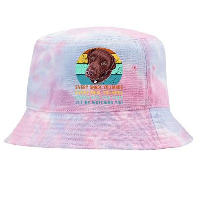 Chocolate Lab Labrador Retriever Dog Every Snack you Make Tie-Dyed Bucket Hat