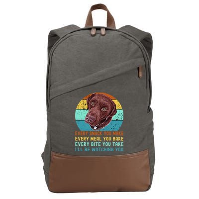 Chocolate Lab Labrador Retriever Dog Every Snack you Make Cotton Canvas Backpack