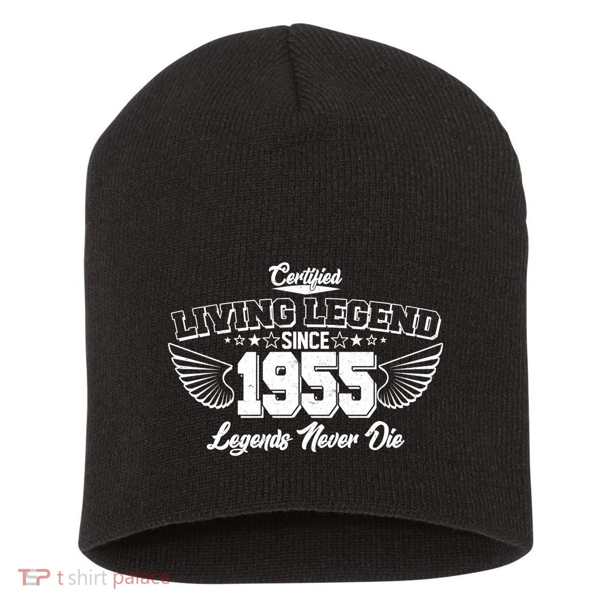 Certified Living Legend Since 1955 Legends Never Die 70th Birthday Wings Short Acrylic Beanie