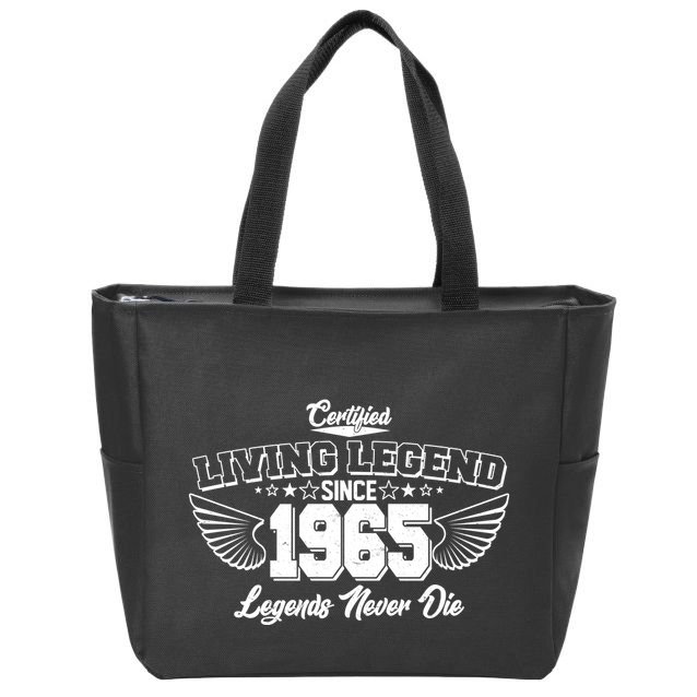 Certified Living Legend Since 1965 Legends Never Die 60th Birthday Wings Zip Tote Bag