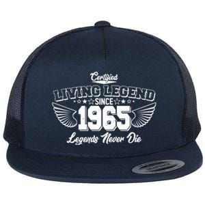 Certified Living Legend Since 1965 Legends Never Die 60th Birthday Wings Flat Bill Trucker Hat