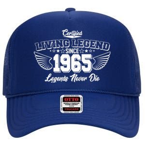 Certified Living Legend Since 1965 Legends Never Die 60th Birthday Wings High Crown Mesh Back Trucker Hat