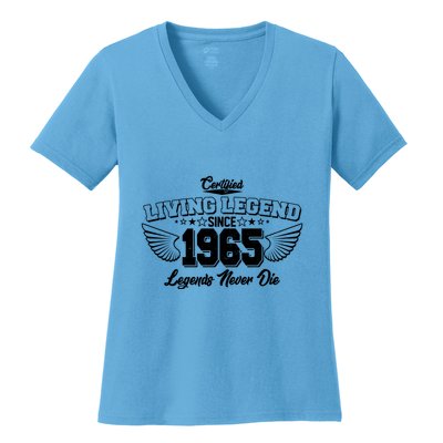 Certified Living Legend Since 1965 Legends Never Die 60th Birthday Wings Women's V-Neck T-Shirt