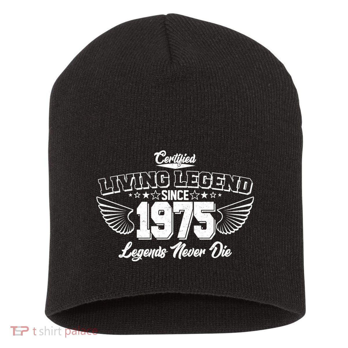 Certified Living Legend Since 1975 Legends Never Die 50th Birthday Wings Short Acrylic Beanie