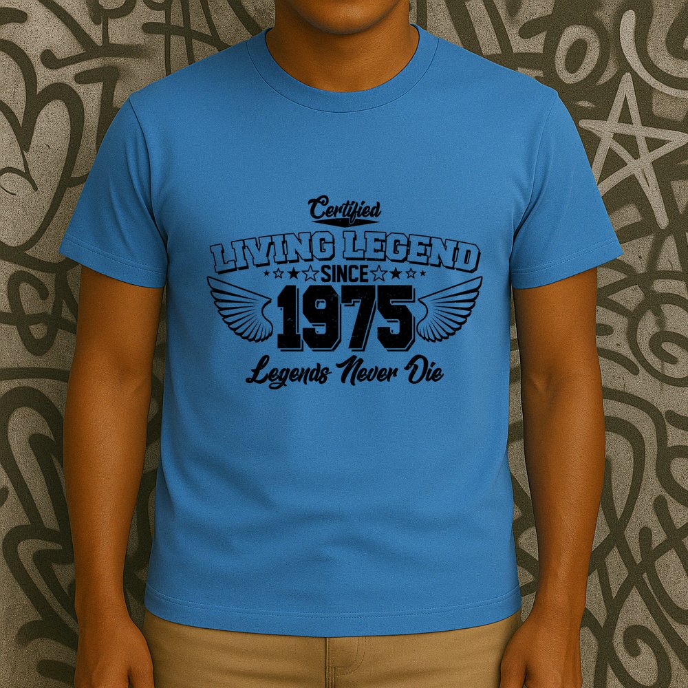 Certified Living Legend Since 1975 Legends Never Die 50th Birthday Wings T-Shirt