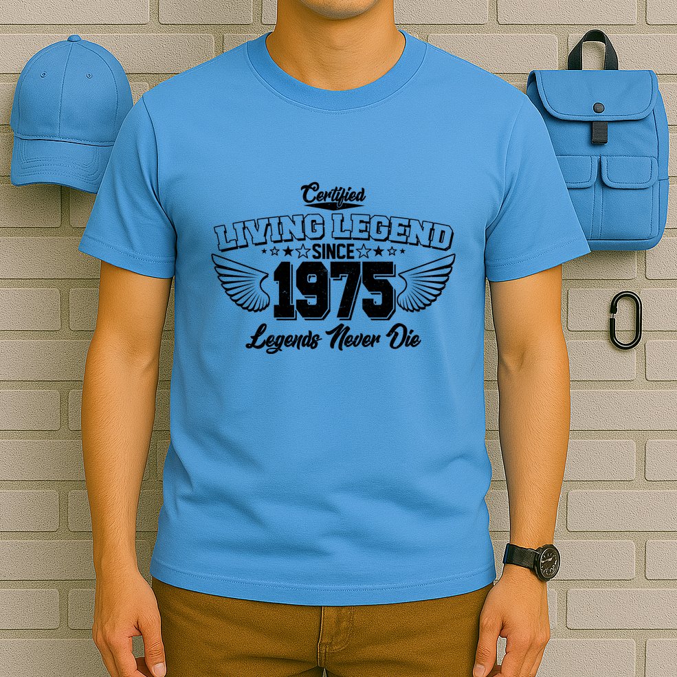 Certified Living Legend Since 1975 Legends Never Die 50th Birthday Wings T-Shirt