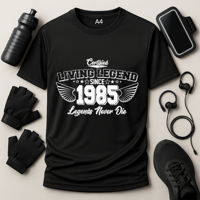 Certified Living Legend Since 1985 Legends Never Die 40th Birthday Wings Performance Shirt