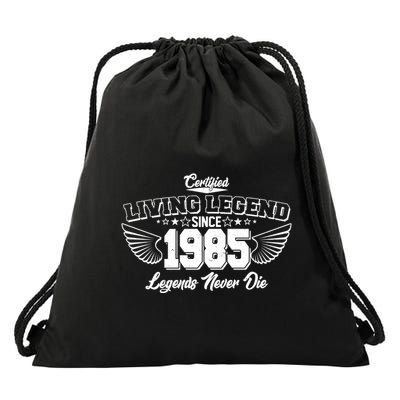 Certified Living Legend Since 1985 Legends Never Die 40th Birthday Wings Drawstring Bag