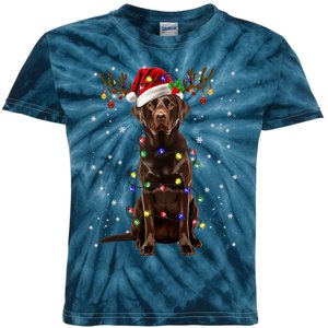 Chocolate Lab Labrador Christmas Tree Light Pajama Dog Xmas Kids Tie-Dye T-Shirt