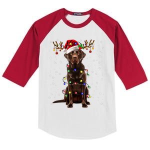 Chocolate Lab Labrador Christmas Tree Light Pajama Dog Xmas Kids Colorblock Raglan Jersey