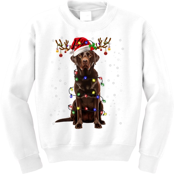 Chocolate Lab Labrador Christmas Tree Light Pajama Dog Xmas Kids Sweatshirt