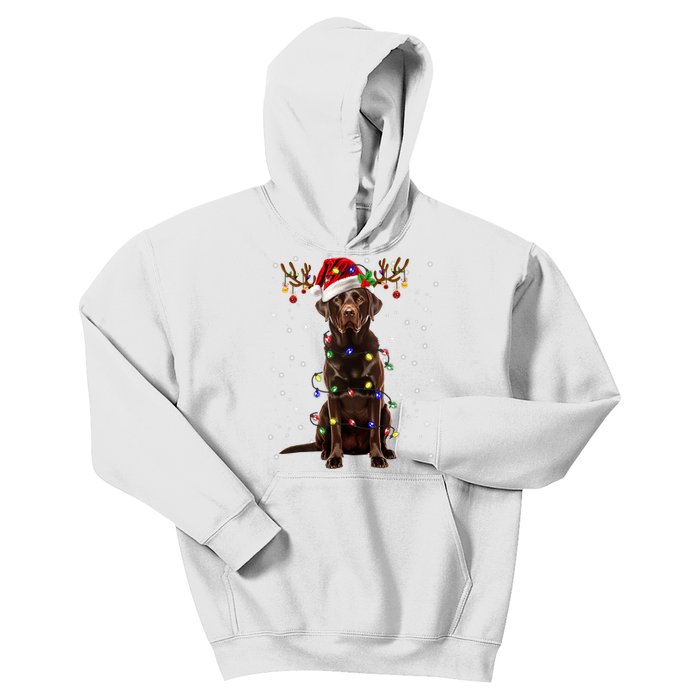 Chocolate Lab Labrador Christmas Tree Light Pajama Dog Xmas Kids Hoodie