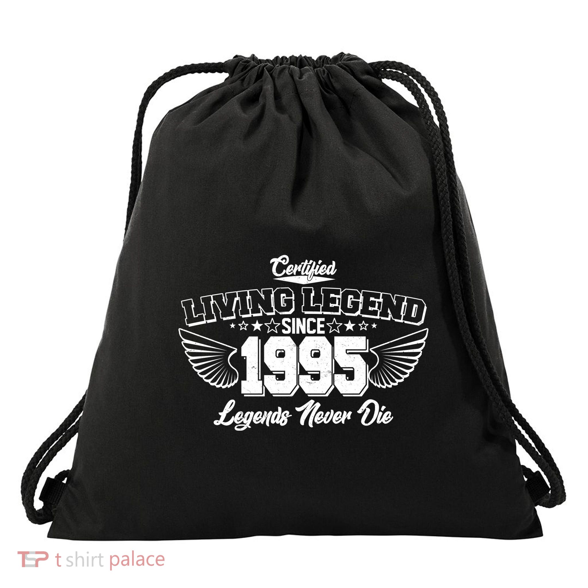 Certified Living Legend Since 1995 Legends Never Die 30th Birthday Wings Drawstring Bag