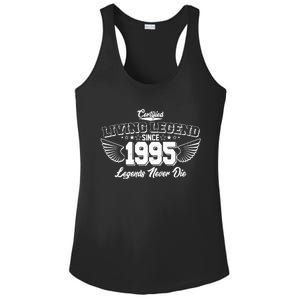 Certified Living Legend Since 1995 Legends Never Die 30th Birthday Wings Ladies PosiCharge Competitor Racerback Tank