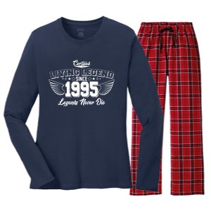 Certified Living Legend Since 1995 Legends Never Die 30th Birthday Wings Women's Long Sleeve Flannel Pajama Set 