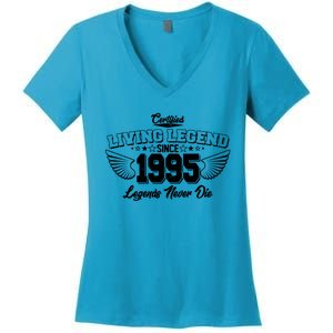 Certified Living Legend Since 1995 Legends Never Die 30th Birthday Wings Women's V-Neck T-Shirt