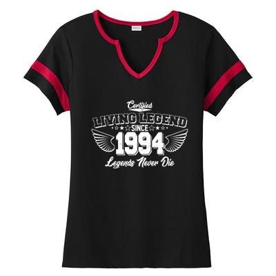 Certified Living Legend Since 1994 Legends Never Die 30th Birthday Wings Ladies Halftime Notch Neck Tee