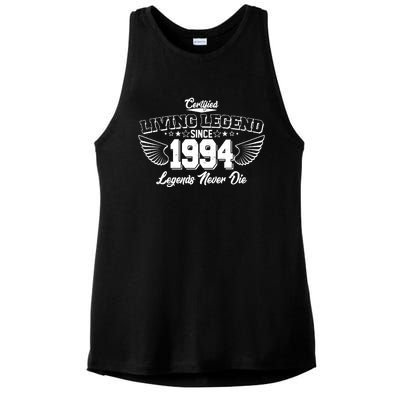 Certified Living Legend Since 1994 Legends Never Die 30th Birthday Wings Ladies PosiCharge Tri-Blend Wicking Tank