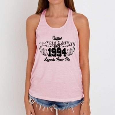 Certified Living Legend Since 1994 Legends Never Die 30th Birthday Wings Women's Knotted Racerback Tank