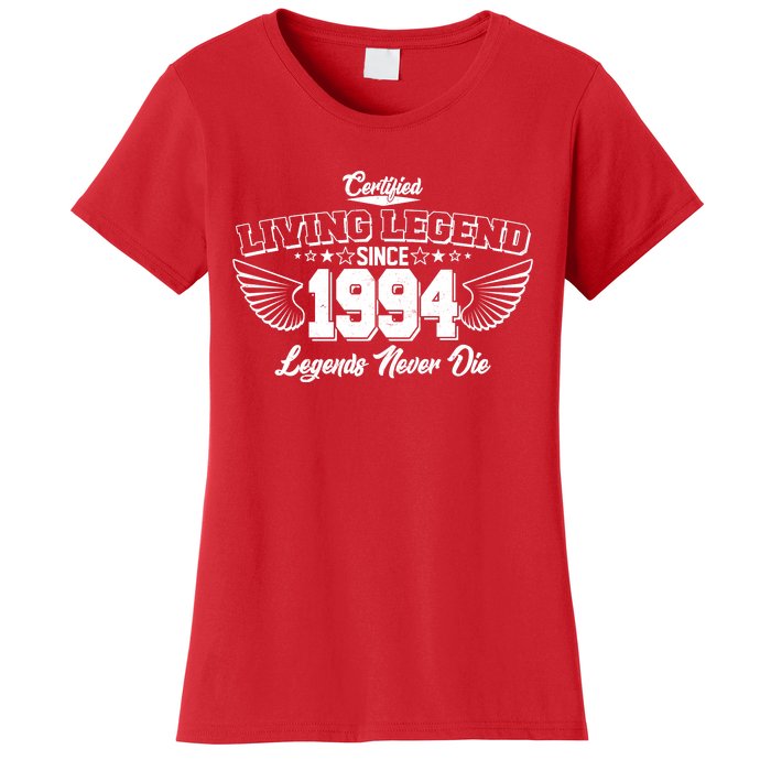 Certified Living Legend Since 1994 Legends Never Die 30th Birthday Wings Women's T-Shirt