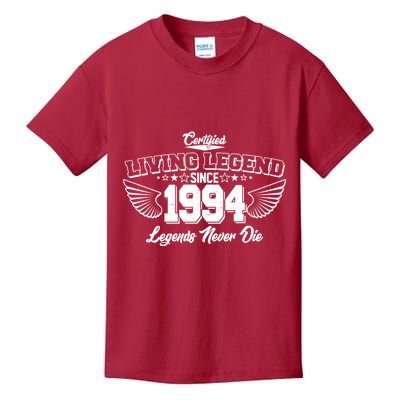Certified Living Legend Since 1994 Legends Never Die 30th Birthday Wings Kids T-Shirt
