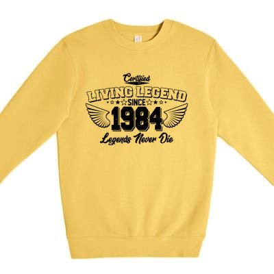 Certified Living Legend Since 1984 Legends Never Die 40th Birthday Wings Premium Crewneck Sweatshirt