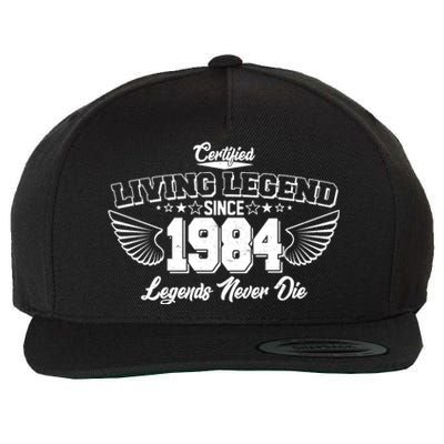 Certified Living Legend Since 1984 Legends Never Die 40th Birthday Wings Wool Snapback Cap