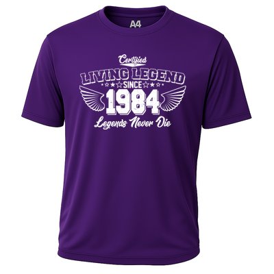 Certified Living Legend Since 1984 Legends Never Die 40th Birthday Wings Cooling Performance Crew T-Shirt