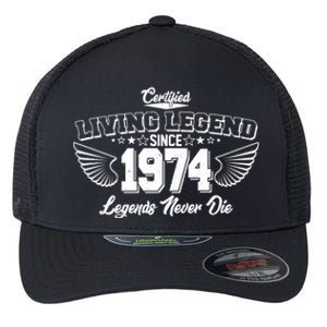 Certified Living Legend Since 1974 Legends Never Die 50th Birthday Wings Flexfit Unipanel Trucker Cap