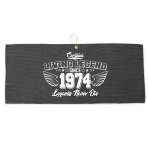 Certified Living Legend Since 1974 Legends Never Die 50th Birthday Wings Large Microfiber Waffle Golf Towel