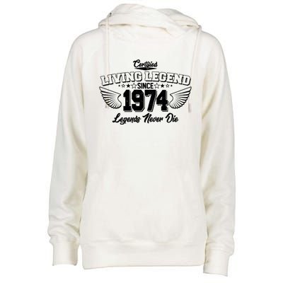 Certified Living Legend Since 1974 Legends Never Die 50th Birthday Wings Womens Funnel Neck Pullover Hood