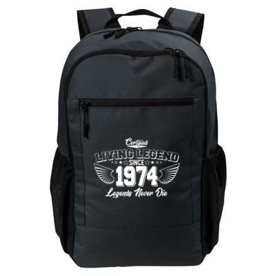 Certified Living Legend Since 1974 Legends Never Die 50th Birthday Wings Daily Commute Backpack