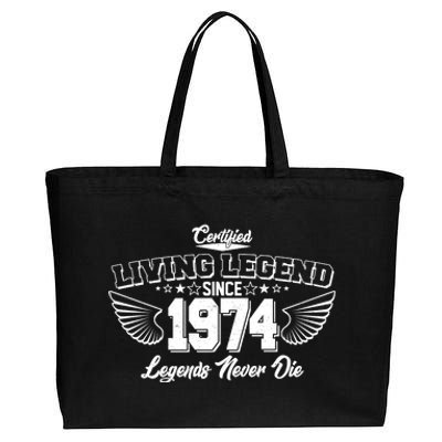 Certified Living Legend Since 1974 Legends Never Die 50th Birthday Wings Cotton Canvas Jumbo Tote