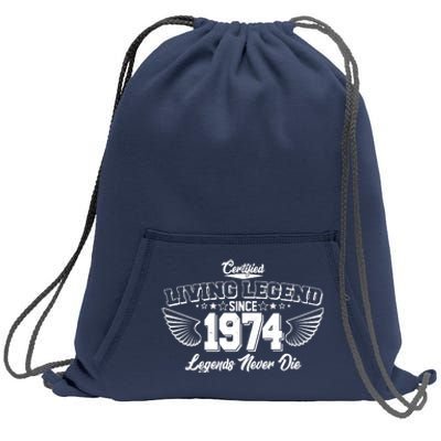 Certified Living Legend Since 1974 Legends Never Die 50th Birthday Wings Sweatshirt Cinch Pack Bag