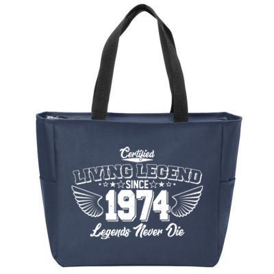 Certified Living Legend Since 1974 Legends Never Die 50th Birthday Wings Zip Tote Bag