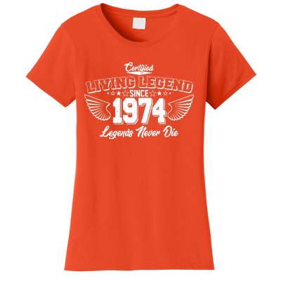 Certified Living Legend Since 1974 Legends Never Die 50th Birthday Wings Women's T-Shirt