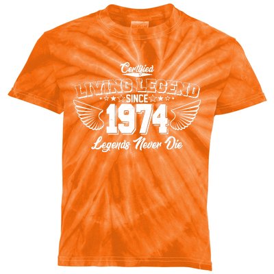 Certified Living Legend Since 1974 Legends Never Die 50th Birthday Wings Kids Tie-Dye T-Shirt