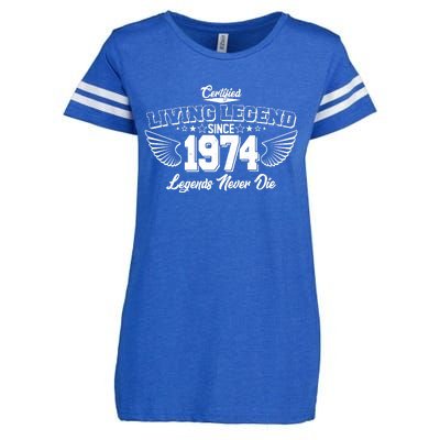 Certified Living Legend Since 1974 Legends Never Die 50th Birthday Wings Enza Ladies Jersey Football T-Shirt